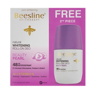 Natural Whitening Roll-On Deo Beauty Pearl 48HR (1) 50ml + (1) 50ml Free _ Beesline
