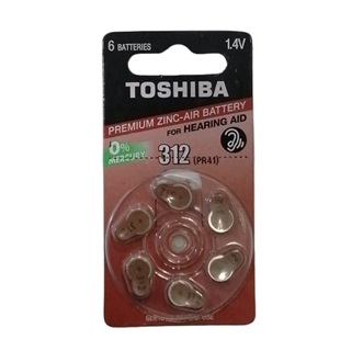 Premium Zinc-Air Battery for Hearing Aid 312 PR41 (6) Batteries _ TOSHIBA